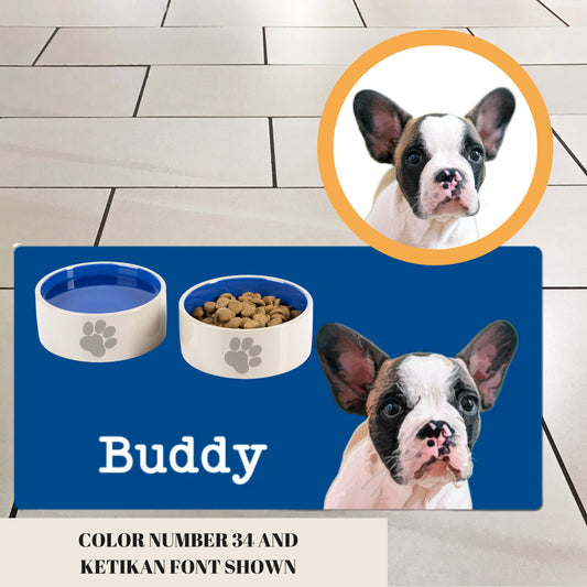 Personalized Dog Food Mat, Dog Mats Using Pet Photo Name, Custom Dog Bowl Mat, Personalized Dog Feeding Mat, New Pet Gift, Dog Lover Gift