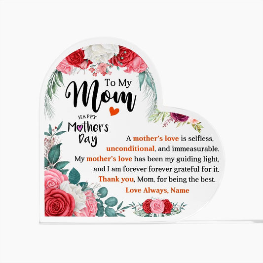 Personalized Mother's Day Acrylic Plaque Gift for Mom Mothers Day Gift From Daughter Mothers Day Card Keepsake Gift Ideas