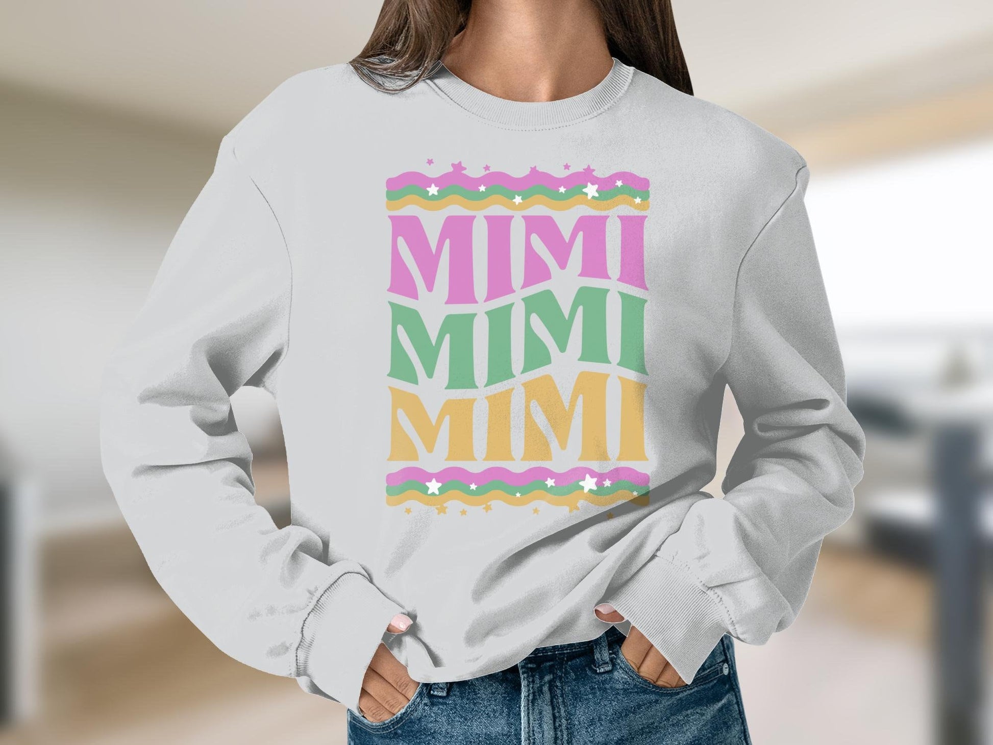 Mimi Retro Sweatshirt, Mimi Sweatshirt, Groovy Mimi Sweatshirt, Pregnancy Reveal to Daughter, Gift for Mom, Mother's Day Sweatshirt