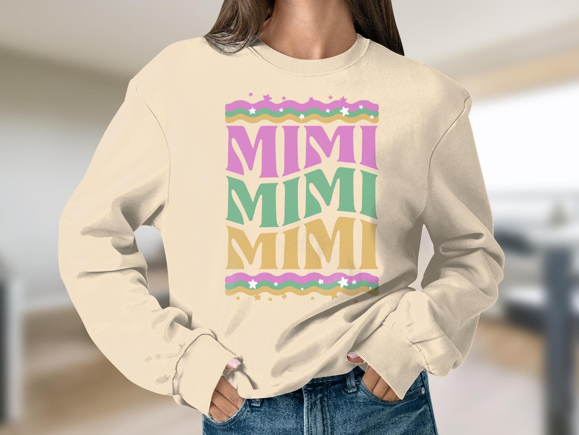 Mimi Retro Sweatshirt, Mimi Sweatshirt, Groovy Mimi Sweatshirt, Pregnancy Reveal to Daughter, Gift for Mom, Mother's Day Sweatshirt