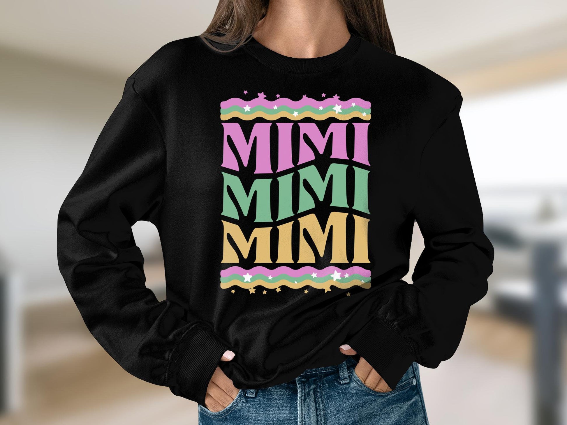 Mimi Retro Sweatshirt, Mimi Sweatshirt, Groovy Mimi Sweatshirt, Pregnancy Reveal to Daughter, Gift for Mom, Mother's Day Sweatshirt