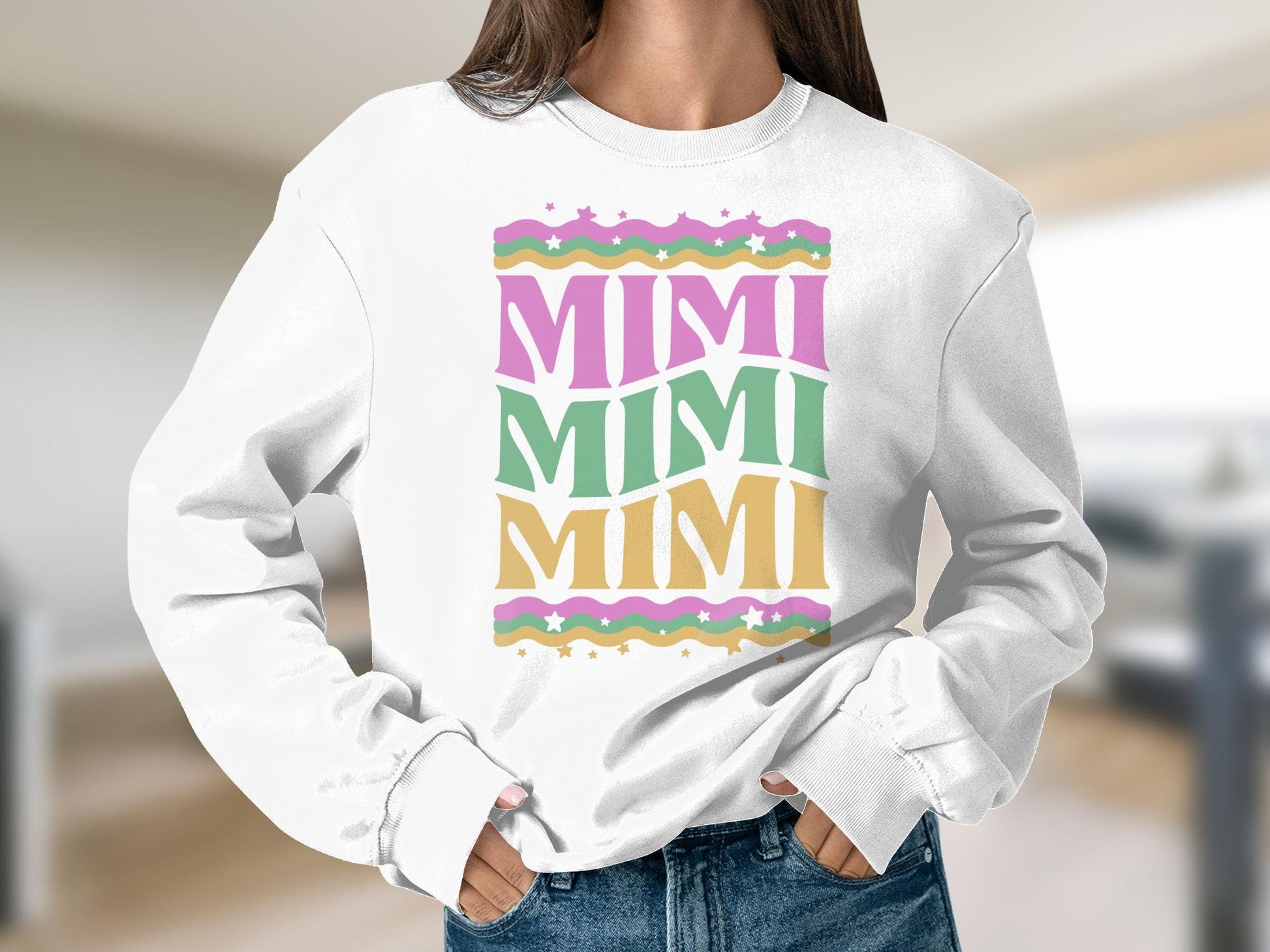 Mimi Retro Sweatshirt, Mimi Sweatshirt, Groovy Mimi Sweatshirt, Pregnancy Reveal to Daughter, Gift for Mom, Mother's Day Sweatshirt