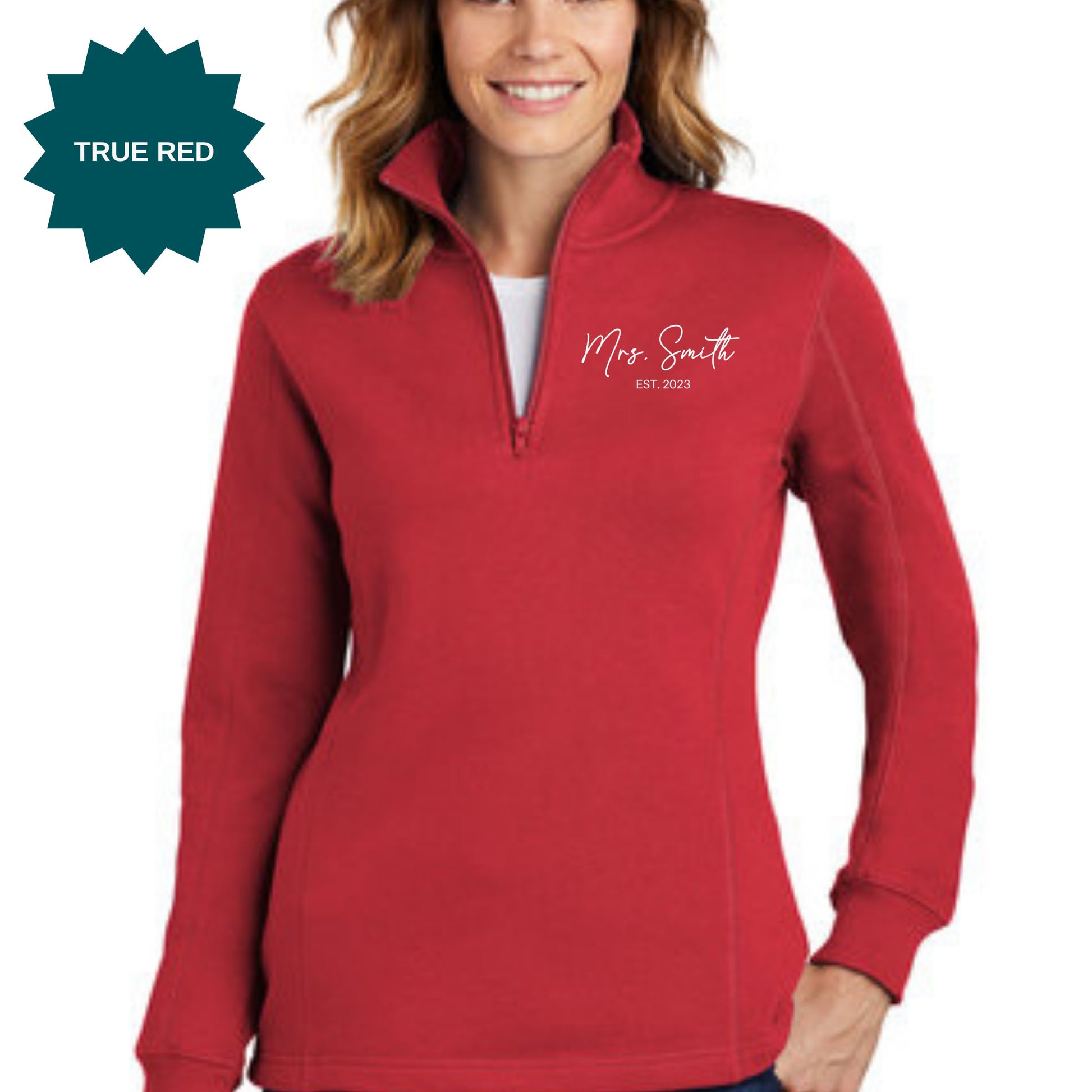 Mrs Sweatshirt Custom Sweatshirt, Bride Personalized Quarter Zip Shirt, Shower Gift for New Bride, Mrs Shirt, Bachelorette Party Gift