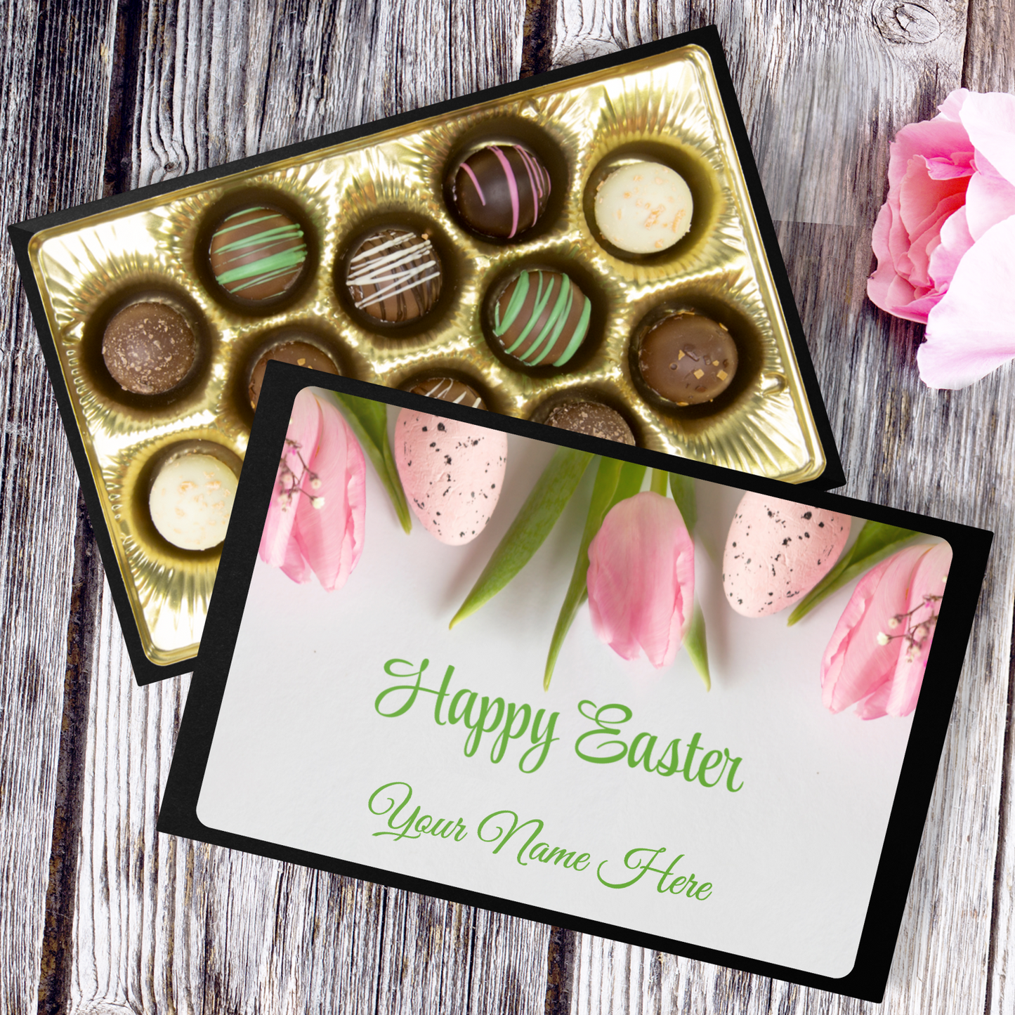 Personalized Easter Tulip Chocolate Truffles