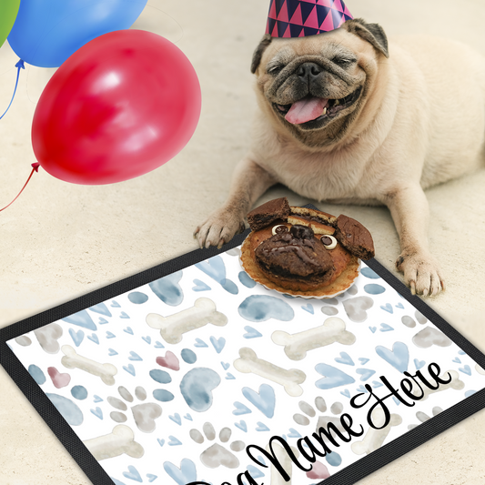 Personalized Dog Mat Hearts & Bones