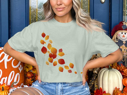 Autumn Leaves Print Shirt for Festive Fall Look