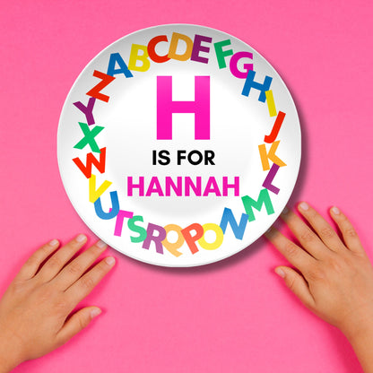 Personalized Alphabet Plate with Customized Name and Colorful ABC Design | BPA Free | Dishwasher Safe