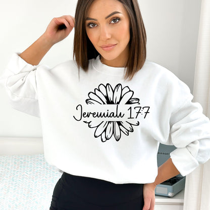 Unisex Jeremiah 17:7 Floral Sweatshirt, Christian Scripture Sweater, Bible Verse Pullover, Casual Spiritual Clothing, Faith-Based Top - Mardonyx Sweatshirt