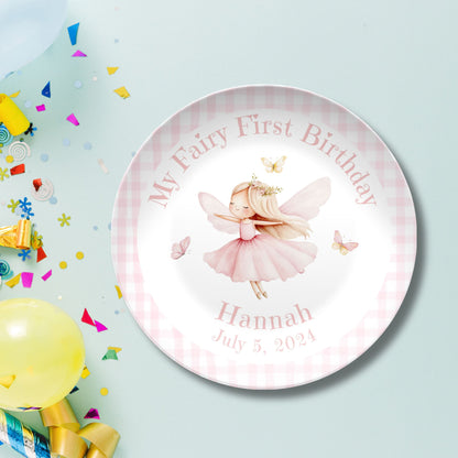 Personalized My Fairy First Birthday Smash Cake Plate - Coquette Birthday Fairy Party