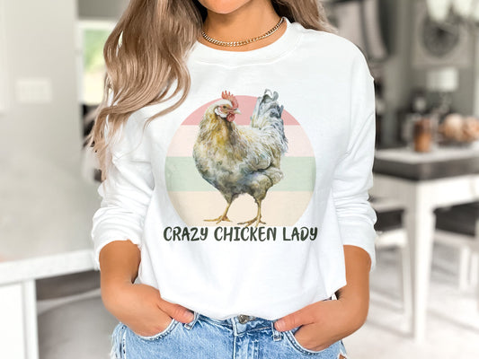 Crazy Chicken Lady Sweatshirt, Farm Life Long Sleeve T-shirt, Chicken Sweatshirt, Farmer Shirt Women, Farmhouse Sweatshirt - Mardonyx Sweatshirt