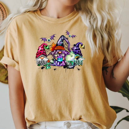 Women's Halloween Gnomes Spiders Bats T-Shirt