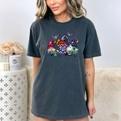 Women's Halloween Gnomes Spiders Bats T-Shirt