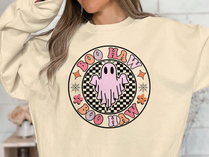 Boo Haw Shirt, Halloween Sweatshirt, Skeleton Shirt, Ghost Shirt, Funny Halloween tee, Fall Sweatshirt for Women, Halloween Crewneck - Mardonyx Sweatshirt