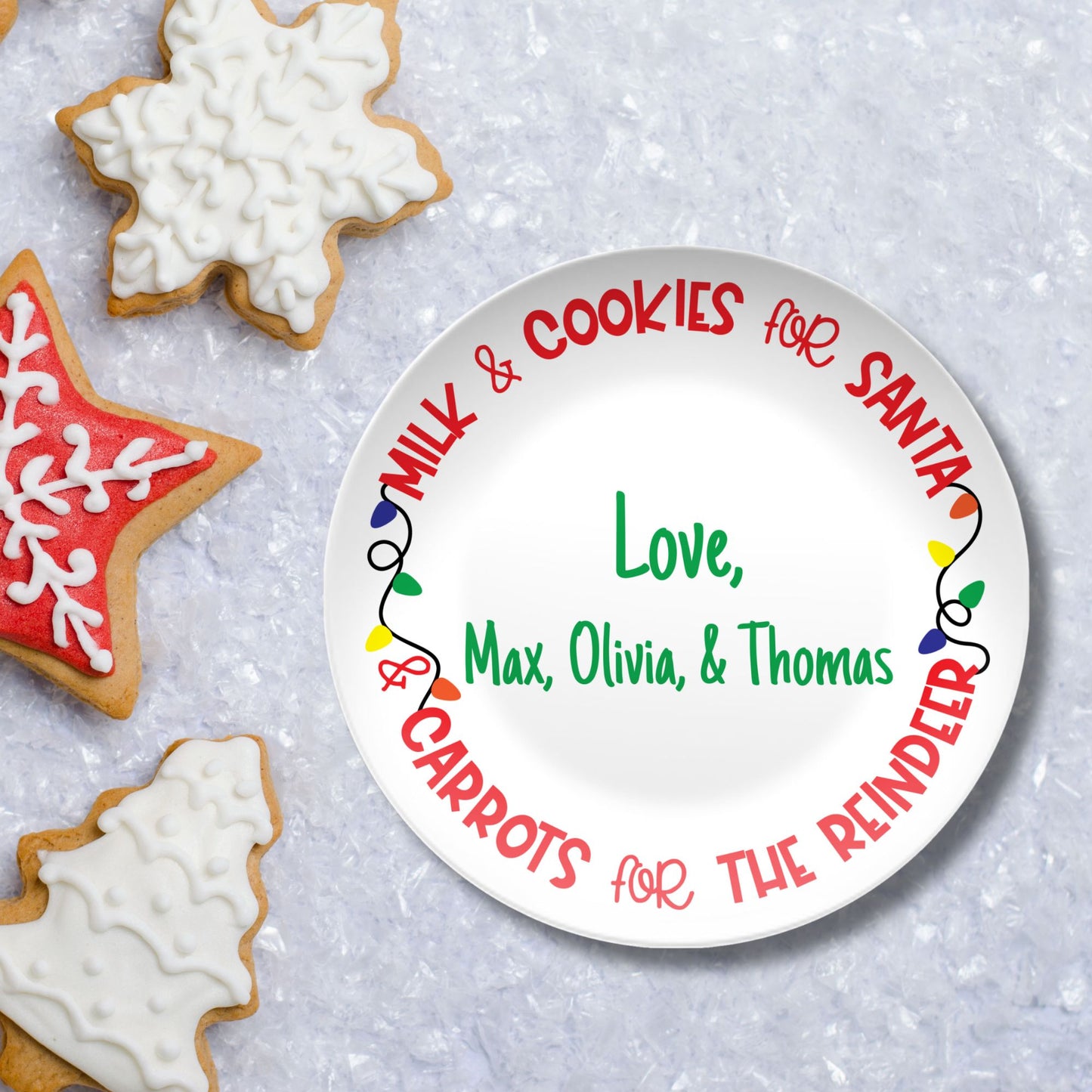 Personalized Santa Cookie Plate Christmas Santa Plate for Milk and Cookies, Santa Serving Tray Treats for Santa Plate, Xmas Eve Treat Serving Boards Platter for Sharing Snack Cookie Milk