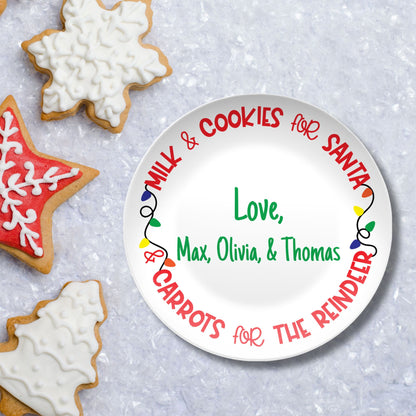 Personalized Santa Cookie Plate Christmas Santa Plate for Milk and Cookies, Santa Serving Tray Treats for Santa Plate, Xmas Eve Treat Serving Boards Platter for Sharing Snack Cookie Milk