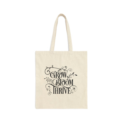 Grow Bloom Thrive Gardener's Shopping Canvas Tote Bag - Mardonyx Bags Natural / 15" x 16"