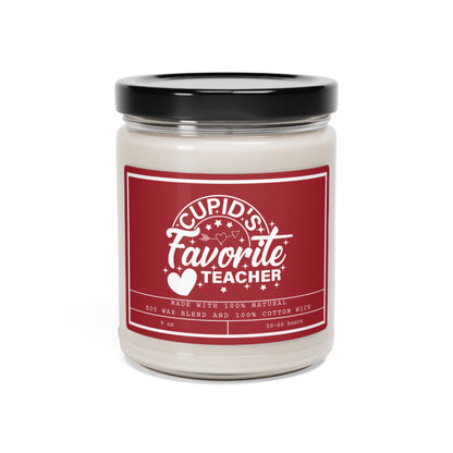 Teacher Valentine's Candle Gift, Cupid's Favorite Teacher,  Glass Candle Jar, 9oz