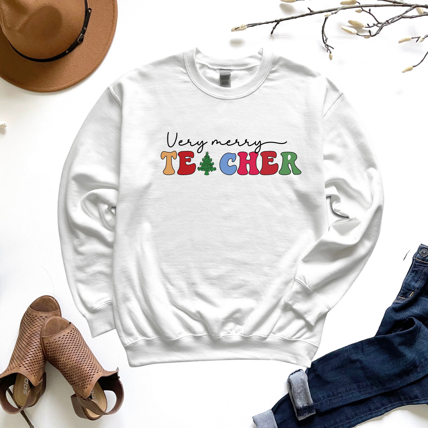 Merry Teacher Christmas Sweatshirt
