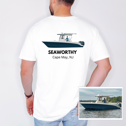 Custom Boat Artist Drawn T-Shirt - Mardonyx T-Shirt S / White