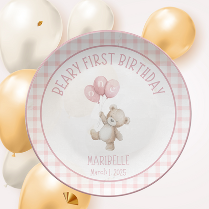 Girl Beary First Birthday Plate
