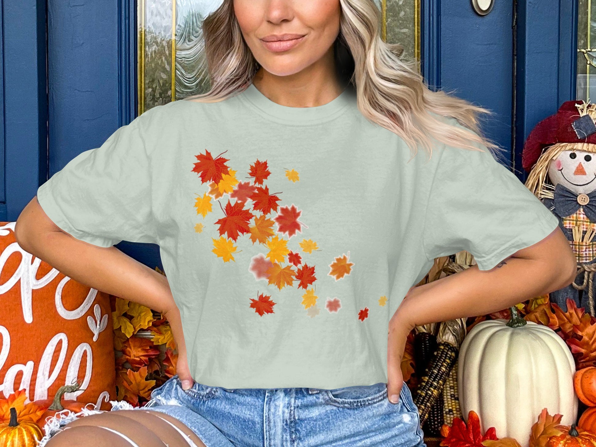 Autumn Leaves Graphic Tee for Festive Fall Look