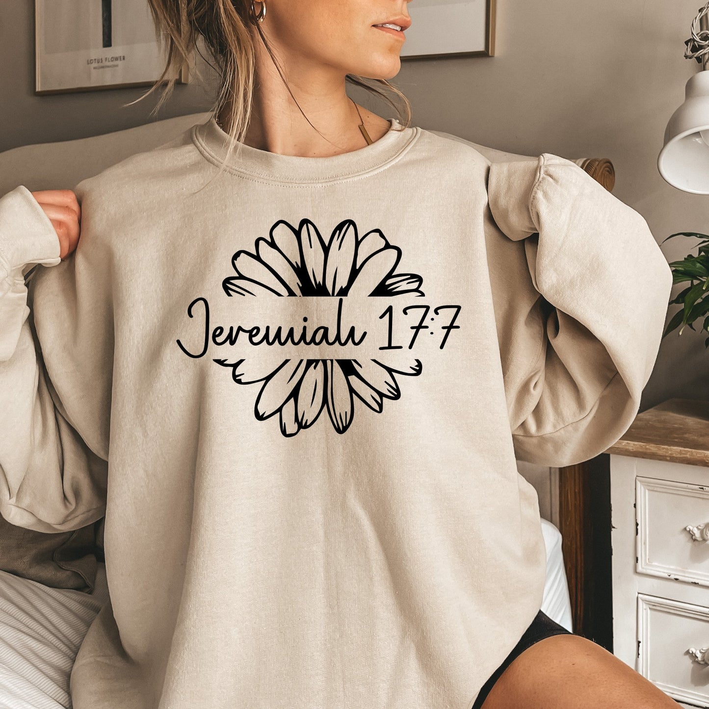 Unisex Jeremiah 17:7 Floral Sweatshirt, Christian Scripture Sweater, Bible Verse Pullover, Casual Spiritual Clothing, Faith-Based Top - Mardonyx Sweatshirt