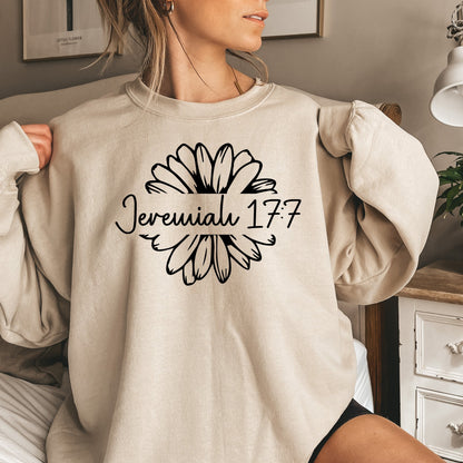 Unisex Jeremiah 17:7 Floral Sweatshirt, Christian Scripture Sweater, Bible Verse Pullover, Casual Spiritual Clothing, Faith-Based Top - Mardonyx Sweatshirt