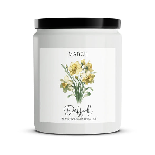 March Daffodil Scented Candle, Spring Floral Aromatherapy, Natural Soy Wax Candle, Gift for Her - Mardonyx