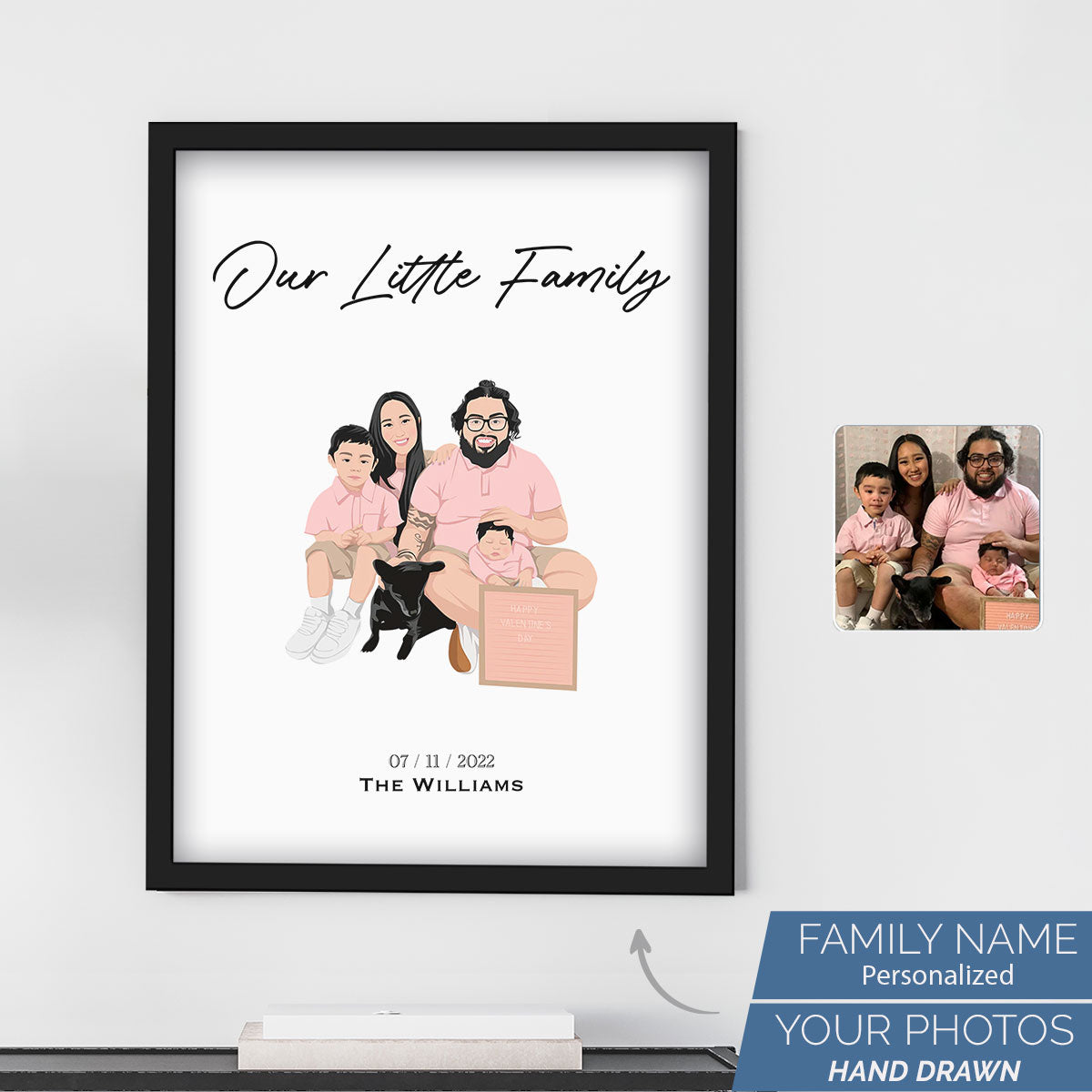 Custom Family Portrait Drawing Framed Poster - Mardonyx Artwork