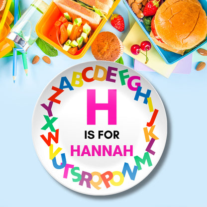 Personalized Alphabet Plate with Customized Name and Colorful ABC Design | BPA Free | Dishwasher Safe