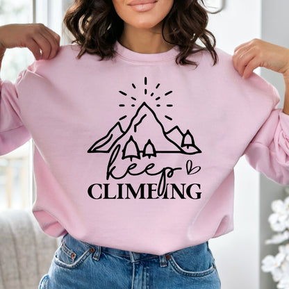 Adventure Mountain Sweatshirt, Keep Climbing Hiking Graphic Pullover, Outdoor Unisex Casual Top, Nature Lover Gift Idea - Mardonyx Sweatshirt