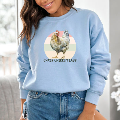 Crazy Chicken Lady Sweatshirt, Farm Life Long Sleeve T-shirt, Chicken Sweatshirt, Farmer Shirt Women, Farmhouse Sweatshirt - Mardonyx Sweatshirt S / Light Blue