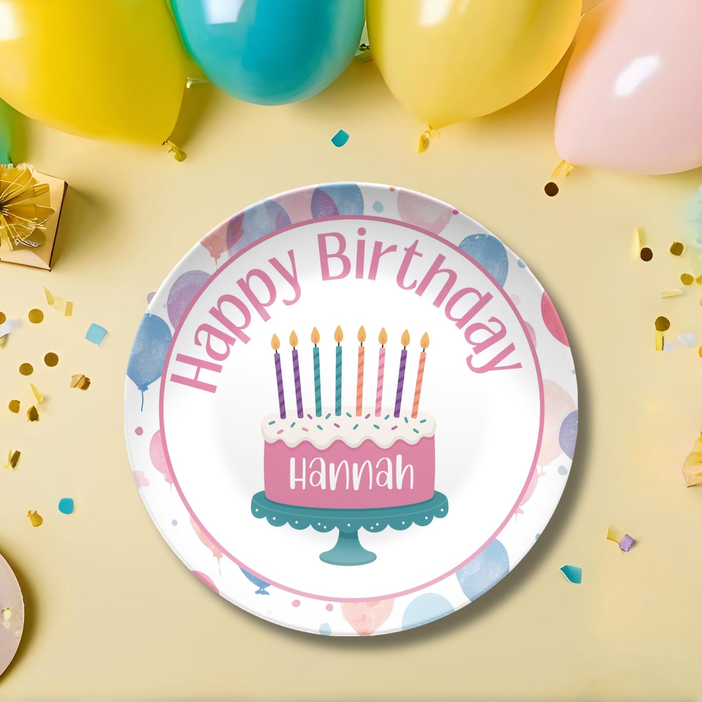 Personalized Birthday Plate, Happy Birthday Name Cake Plate for Girl