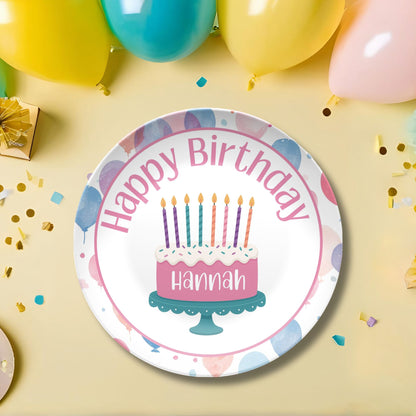 Personalized Birthday Plate, Happy Birthday Name Cake Plate for Girl
