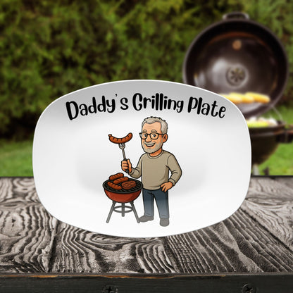 Custom Cartoon BBQ Platter – Personalized Gift for Dad or Grandpa – AI-Drawn Grilling Illustration – Father's Day, Birthday or Holiday Gift