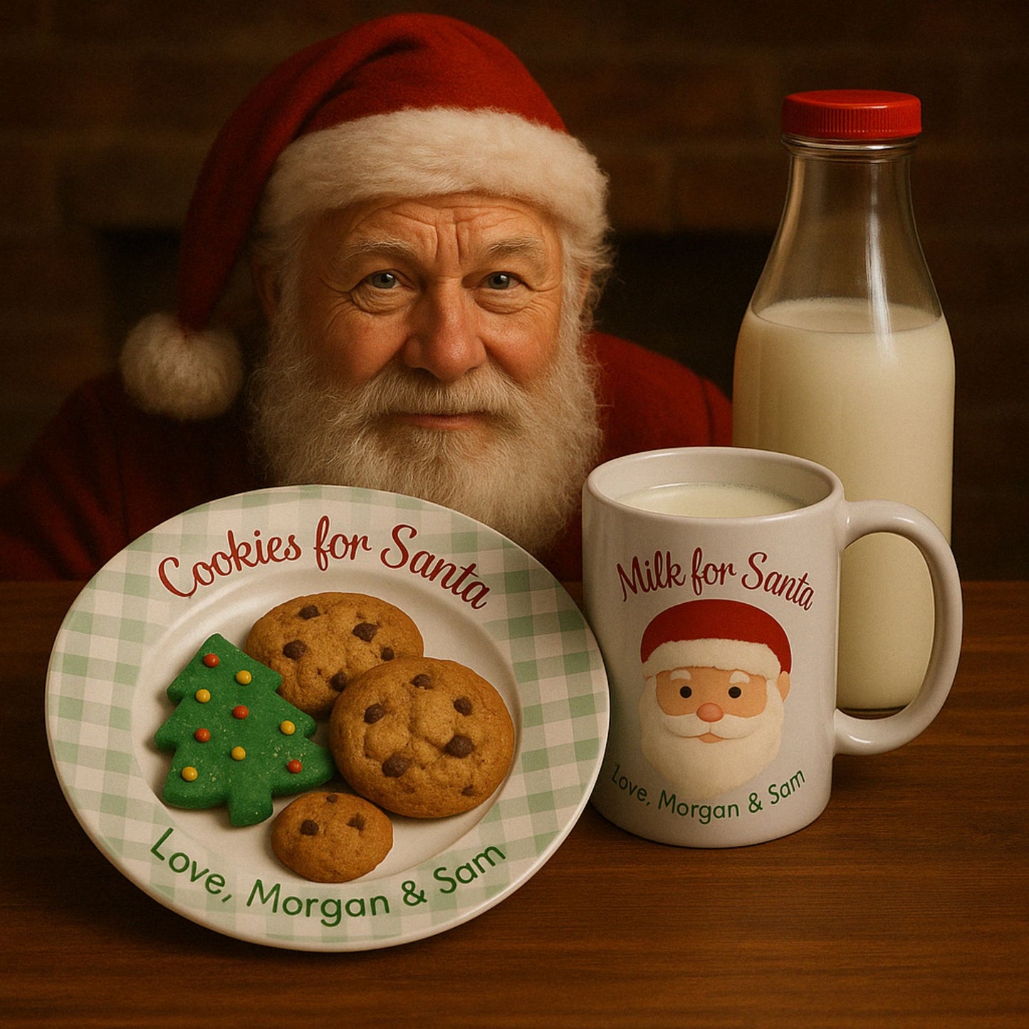 Personalized Santa Plate, Unbreakable Cookies for Santa Plate Set, Christmas Eve Plate, Christmas Gifts for Kids, Cookies and Milk for Santa