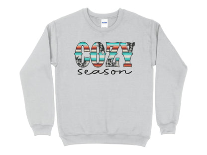 Cozy Cow Print Season Sweatshirt, Fall Sweater, Farm Animals Sweatshirt, Cute Country Sweatshirt, Fall Clothing, Cow Sweater - Mardonyx Sweatshirt S / Sport Grey