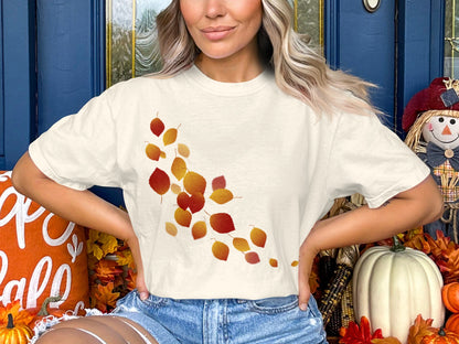 Women's Autumn Leaves Graphic Tee for Seasonal Wear