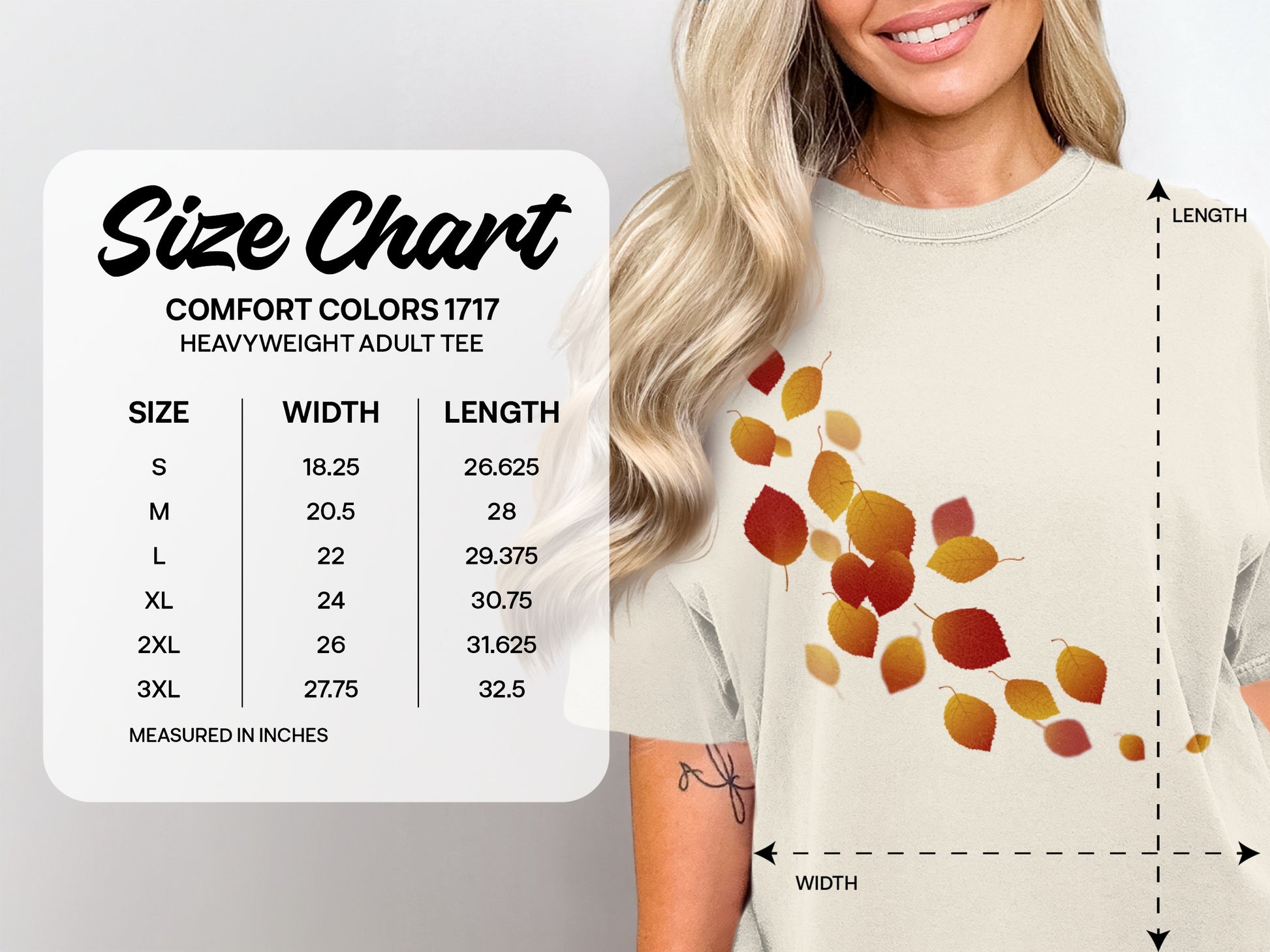 Autumn Leaves Print Comfort Colors 1717 Heavyweight Tee