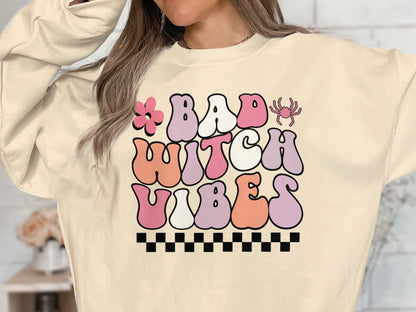 Bad Witch Vibes Sweatshirt, Halloween Sweatshirt, Bitch in a Black Dress, Halloween Shirt for Women, Bad Witch Vibes Tshirt, Tee - Mardonyx Sweatshirt