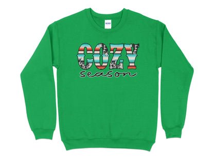 Cozy Cow Print Season Sweatshirt, Fall Sweater, Farm Animals Sweatshirt, Cute Country Sweatshirt, Fall Clothing, Cow Sweater - Mardonyx Sweatshirt S / Irish Green