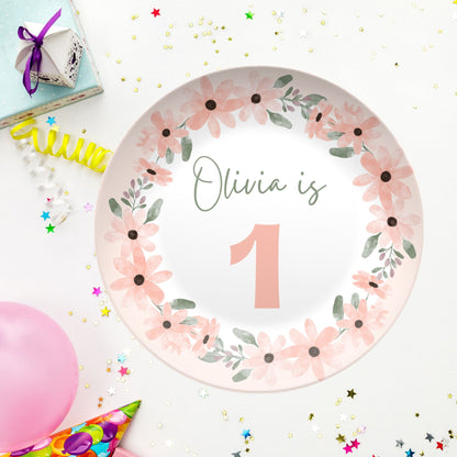 Personalized Baby Girl’s First Birthday Smash Cake Plate – Unbreakable & Adorable!