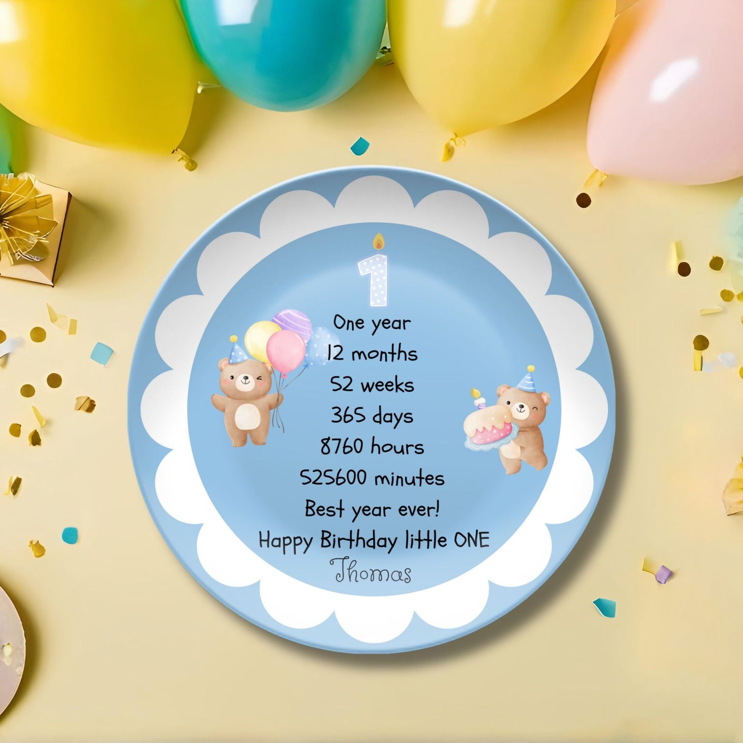 Personalized First Birthday Smash Cake - Unbreakable - Custom Smash 1st Birthday Gift Plate