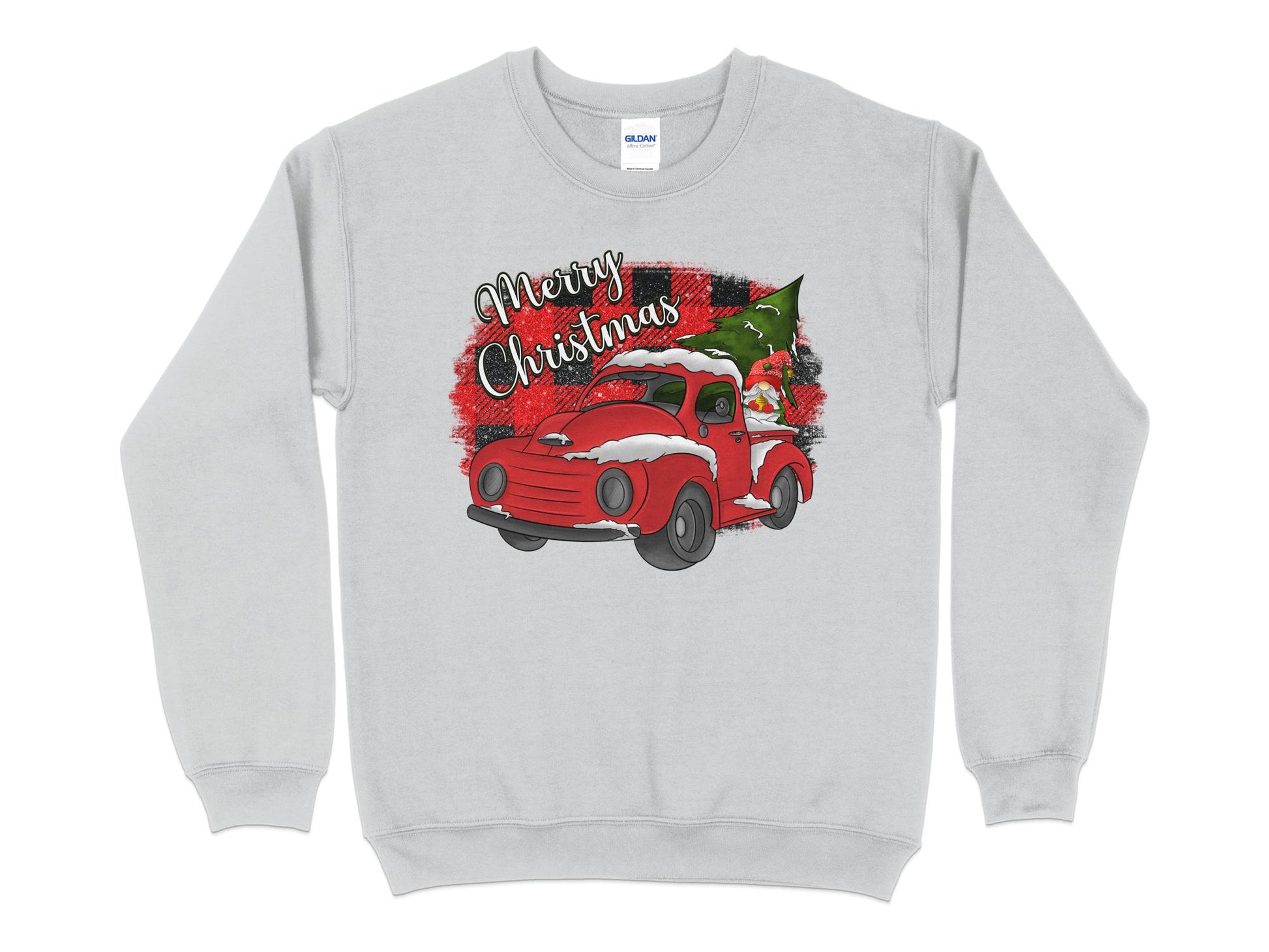 Buffalo Plaid Merry Christmas Red Truck Shirt, Christmas Sweatshirt, Holiday Shirt, Christmas Gifts for Women, Holiday Sweater, Xmas - Mardonyx Sweatshirt S / Sport Grey