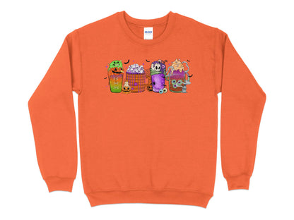 Halloween Coffee Spooky Sweatshirt, Halloween Crew Neck - Mardonyx Sweatshirt S / Orange
