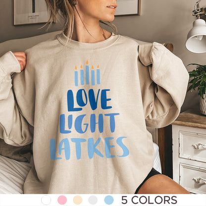 Hanukkah Sweatshirt, Love Light Latkes - Mardonyx Sweatshirt