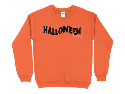 Halloween Vibes Sweatshirt, Halloween Sweatshirt, Witchy Shirt, Halloween Creeps Shirt, Fall Sweatshirt, Happy Halloween shirt - Mardonyx Sweatshirt Sweatshirts (Gildan 18000#2) - / S / Orange