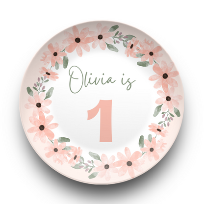 Personalized Baby Girl’s First Birthday Smash Cake Plate – Unbreakable & Adorable!