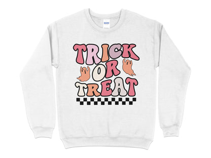 Trick or Treat Shirt for Girls Halloween Costume, Toddler Girl Sweatshirt, Baby Girl Outfit, Kid Halloween Costume, Trendy Girls Shirt - Mardonyx Sweatshirt S / White