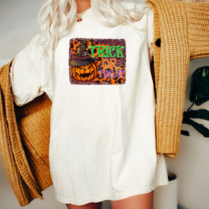 Women's Trick or Treat Pumpkin Witch Hat T-Shirt